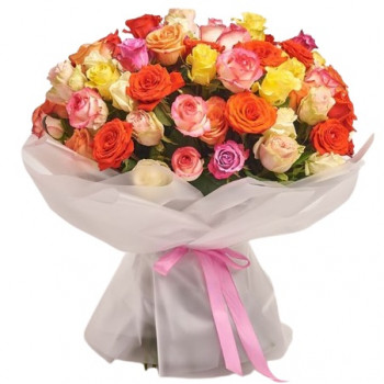 45 multi-colored roses 50 cm