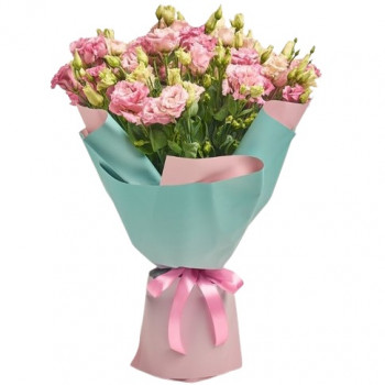 15 pink lisianthus in a beautiful package