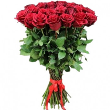 25 длинных красных роз 70 см